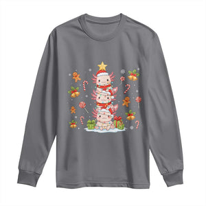 Funny Christmas Kawaii Axolotl Xmas Tree Long Sleeve Shirt TS11 Charcoal Print Your Wear