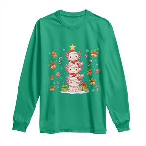 Funny Christmas Kawaii Axolotl Xmas Tree Long Sleeve Shirt TS11 Irish Green Print Your Wear