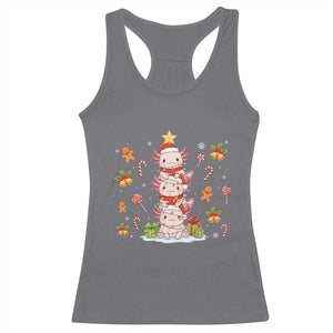Funny Christmas Kawaii Axolotl Xmas Tree Racerback Tank Top TS11 Charcoal Print Your Wear
