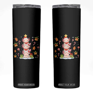 Funny Christmas Kawaii Axolotl Xmas Tree Skinny Tumbler TS11 Black Print Your Wear