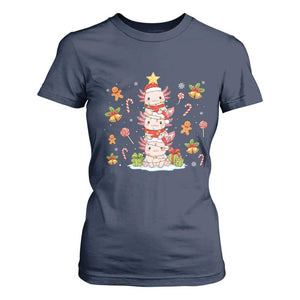 Funny Christmas Kawaii Axolotl Xmas Tree T Shirt For Women TS11 Navy Print Your Wear