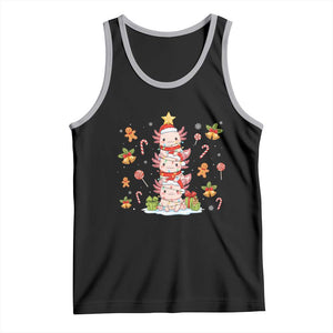 Funny Christmas Kawaii Axolotl Xmas Tree Tank Top TS11 Black Athletic Heather Print Your Wear