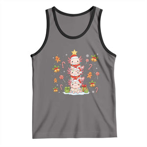 Funny Christmas Kawaii Axolotl Xmas Tree Tank Top TS11 Deep Heather Black Print Your Wear