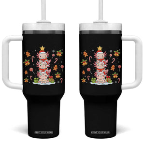 Funny Christmas Kawaii Axolotl Xmas Tree Tumbler With Handle TS11 One Size: 40 oz Black Print Your Wear