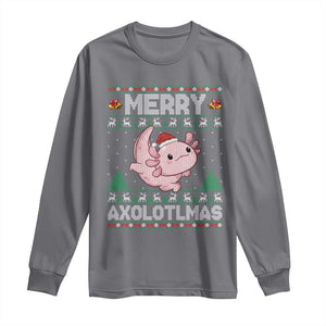 Funny Christmas Axolotl Long Sleeve Shirt Merry Axolotlmas Xmas Salamander TS11 Charcoal Print Your Wear