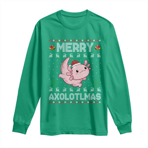 Funny Christmas Axolotl Long Sleeve Shirt Merry Axolotlmas Xmas Salamander - Print Your Wear