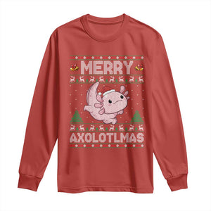 Funny Christmas Axolotl Long Sleeve Shirt Merry Axolotlmas Xmas Salamander - Print Your Wear