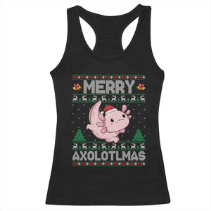 Funny Christmas Axolotl Racerback Tank Top Merry Axolotlmas Xmas Salamander TS11 Black Print Your Wear