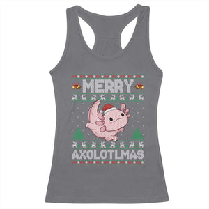 Funny Christmas Axolotl Racerback Tank Top Merry Axolotlmas Xmas Salamander TS11 Charcoal Print Your Wear