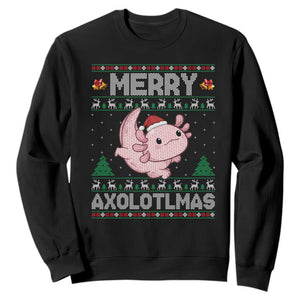Funny Christmas Axolotl Sweatshirt Merry Axolotlmas Xmas Salamander TS11 Black Print Your Wear