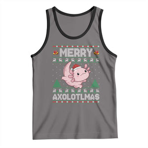 Funny Christmas Axolotl Tank Top Merry Axolotlmas Xmas Salamander TS11 Deep Heather Black Print Your Wear