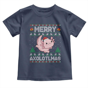 Funny Christmas Axolotl Toddler T Shirt Merry Axolotlmas Xmas Salamander TS11 Navy Print Your Wear