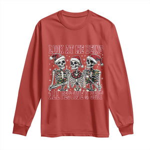 Look At Me Being All Festive And Shit Christmas Long Sleeve Shirt Funny Holiday Xmas Skeleton TS11 Red Print Your Wear