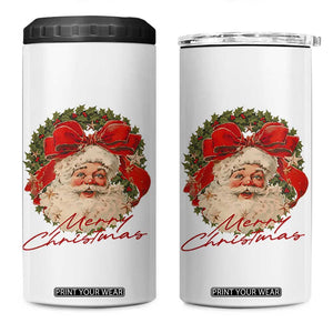 Merry Christmas Vintage Retro Santa Claus Coquette 4 in 1 Can Cooler Tumbler TS11 One Size: 16 oz White Print Your Wear