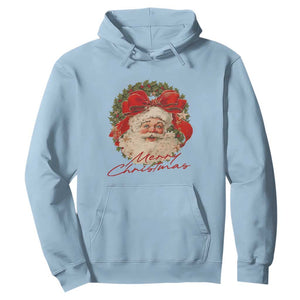 Merry Christmas Vintage Retro Santa Claus Coquette Hoodie TS11 Light Blue Print Your Wear