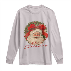 Merry Christmas Vintage Retro Santa Claus Coquette Long Sleeve Shirt TS11 Ice Gray Print Your Wear