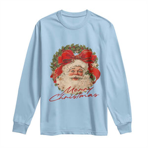 Merry Christmas Vintage Retro Santa Claus Coquette Long Sleeve Shirt TS11 Light Blue Print Your Wear