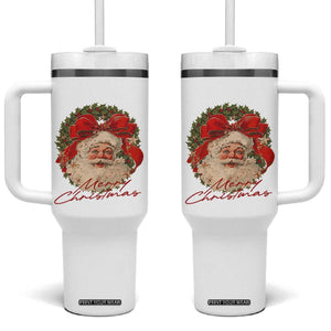 Merry Christmas Vintage Retro Santa Claus Coquette Tumbler With Handle TS11 One Size: 40 oz White Print Your Wear