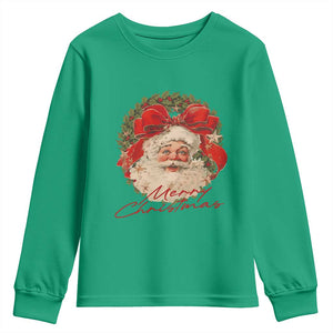 Merry Christmas Vintage Retro Santa Claus Coquette Youth Sweatshirt TS11 Irish Green Print Your Wear