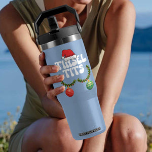 Christmas Tinsel Tits Flip Straw Tumbler Funny Xmas Couple Matching TS11 One Size: 30 oz Light Blue Print Your Wear