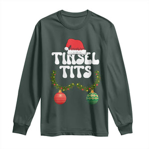 Christmas Tinsel Tits Long Sleeve Shirt Funny Xmas Couple Matching TS11 Dark Forest Green Print Your Wear