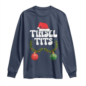 Christmas Tinsel Tits Long Sleeve Shirt Funny Xmas Couple Matching TS11 Navy Print Your Wear