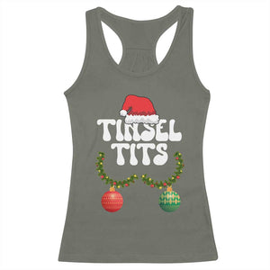 Christmas Tinsel Tits Racerback Tank Top Funny Xmas Couple Matching TS11 Military Green Print Your Wear