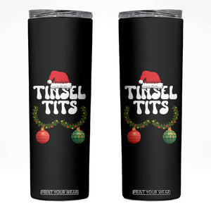 Christmas Tinsel Tits Skinny Tumbler Funny Xmas Couple Matching TS11 Black Print Your Wear