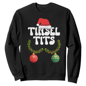 Christmas Tinsel Tits Sweatshirt Funny Xmas Couple Matching TS11 Black Print Your Wear