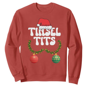 Christmas Tinsel Tits Sweatshirt Funny Xmas Couple Matching TS11 Red Print Your Wear