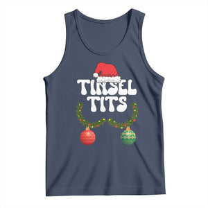 Christmas Tinsel Tits Tank Top Funny Xmas Couple Matching TS11 Navy Print Your Wear