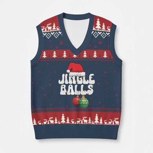Xmas Jingle Balls V-Neck Knit Sweater Vest Funny Xmas Couple Matching TS11 Navy Red Print Your Wear