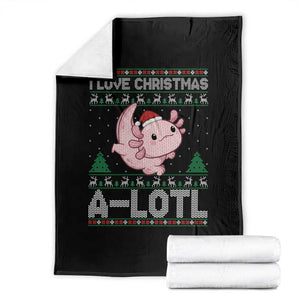 Funny Christmas Axolotl Throw Blanket I Love Christmas A Lotl Xmas Salamander TS11 Black Print Your Wear