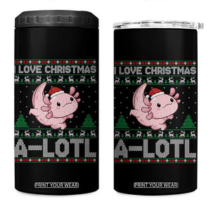 Funny Christmas Axolotl 4 in 1 Can Cooler Tumbler I Love Christmas A Lotl Xmas Salamander TS11 One Size: 16 oz Black Print Your Wear