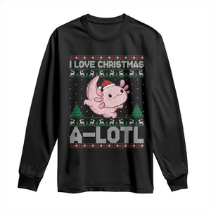 Funny Christmas Axolotl Long Sleeve Shirt I Love Christmas A Lotl Xmas Salamander - Print Your Wear