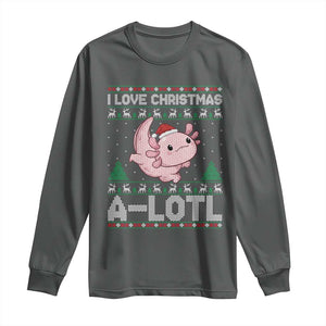 Funny Christmas Axolotl Long Sleeve Shirt I Love Christmas A Lotl Xmas Salamander TS11 Dark Heather Print Your Wear