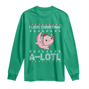 Funny Christmas Axolotl Long Sleeve Shirt I Love Christmas A Lotl Xmas Salamander TS11 Irish Green Print Your Wear