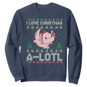 Funny Christmas Axolotl Sweatshirt I Love Christmas A Lotl Xmas Salamander TS11 Navy Print Your Wear