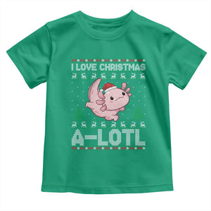 Funny Christmas Axolotl Toddler T Shirt I Love Christmas A Lotl Xmas Salamander TS11 Irish Green Print Your Wear