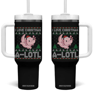 Funny Christmas Axolotl Tumbler With Handle I Love Christmas A Lotl Xmas Salamander TS11 One Size: 40 oz Black Print Your Wear