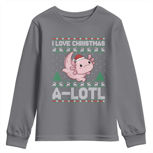Funny Christmas Axolotl Youth Sweatshirt I Love Christmas A Lotl Xmas Salamander TS11 Charcoal Print Your Wear