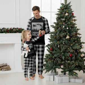 Funny Xmas Santa Plaid Pajama Set I Want To Believe Sleigh With Reindeers TS11 White Plaid Print Your Wear