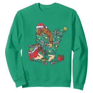 Funny Santa Bigfoot Christmas Tree Sweatshirt TS11 Irish Green Print Your Wear