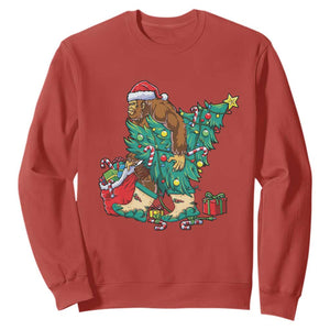 Funny Santa Bigfoot Christmas Tree Sweatshirt TS11 Red Print Your Wear
