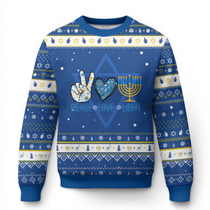 Peace Love Light Chanukah Jewish David Star Hanukkah Ugly Sweater TS11 Blue White Print Your Wear