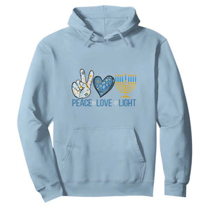 Hanukkah Hoodie Peace Love Light Chanukah Jewish David Star TS11 Light Blue Print Your Wear
