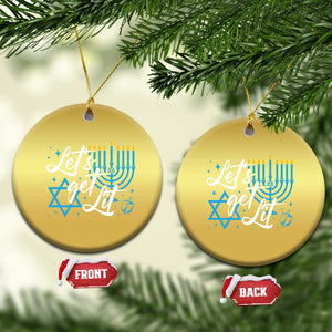 Funny Hanukkah Christmas Ornament Let's Get Lit Menorah David Star TS11 Circle Gold Print Your Wear