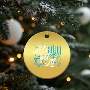 Funny Hanukkah Christmas Ornament Let's Get Lit Menorah David Star TS11 Print Your Wear