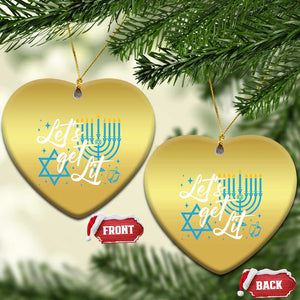 Funny Hanukkah Christmas Ornament Let's Get Lit Menorah David Star TS11 Heart Gold Print Your Wear