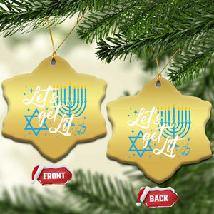 Funny Hanukkah Christmas Ornament Let's Get Lit Menorah David Star TS11 Snow Flake Gold Print Your Wear